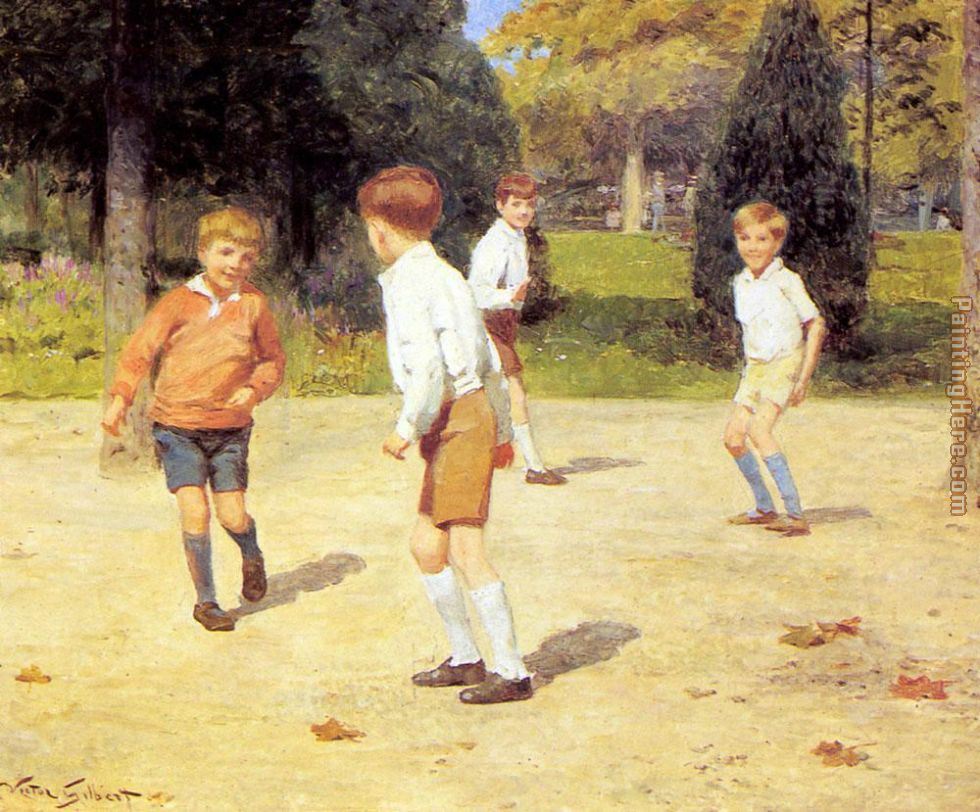 Boys Playing painting - Victor Gabriel Gilbert Boys Playing art painting